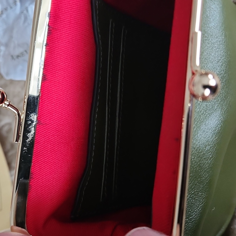 NWT Dooney & Bourke Olive Green Leather Kisslock Large Framed Purse π«πβ€οΈπ - Picture 9 of 16